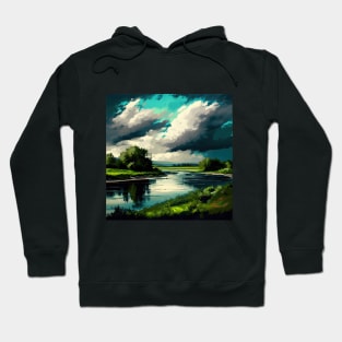 Blue and Green Spring River Scenery Hoodie